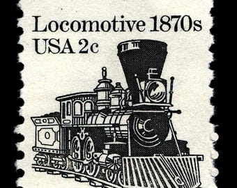 5 x Vintage 1982 Locomotive 2c // unused 2 cent postage stamp // Set of 5