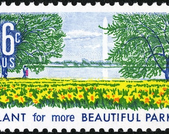 Five 5 Plant for More Beautiful Parks 6c stamps // vintage unused postage stamps 6 cent stamps // Face value 0.30