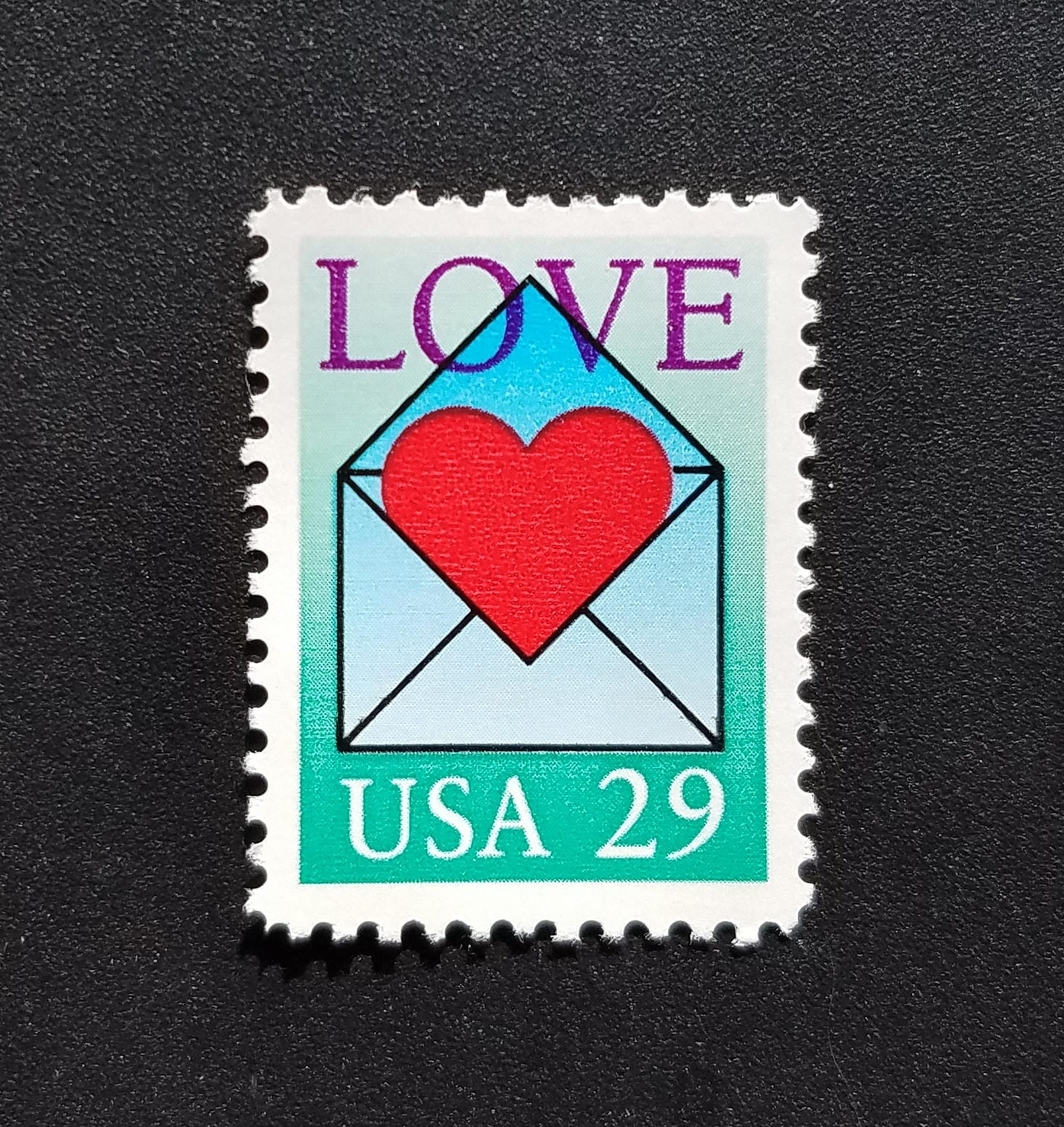 Five 5 Unused Postage Stamps Love Letter, Heart in Envelope 29c // 29 Cent  Stamps // Face Value 1.45 