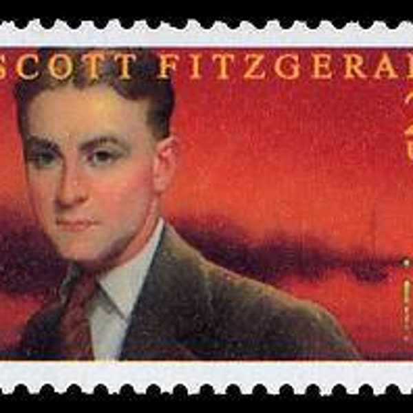 Five 5 vintage unused postage stamps - F. Scott Fitzgerald 23c // 23 cent stamps // Face value 1.15