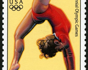 One 1 Women's Gymnastics 32c // vintage unused postage stamp // 32 cent stamp