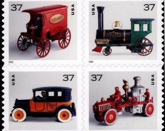 Vintage 2002 Toy Vehicle Stamps: 37 Cent, Unused (Set of 4)