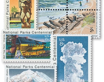 Série complète de 8 timbres commémoratifs du centenaire des parcs nationaux (1972) // valeur faciale : 0,48