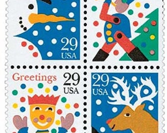 32セントのサンタと子供の切手10枚.. ヴィンテージの未使用米国郵便