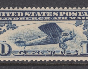 Un 1 timbre-poste américain vintage inutilisé - L'avion de 1927 Charles Lindbergh, le Spirit of St. Louis 10c // 10 centimes