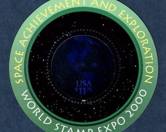 Vintage 2000 Space Achievement and Exploration oversize postage stamp // face value 11.75