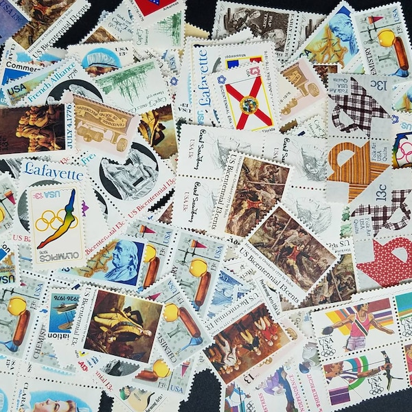 Hundred 13 cent stamps // 20 DIFFERENT DESIGNS! // vintage unused postage stamps // Face value 13.00