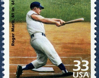 1 x Vintage 1999 Roger Maris, 61 in '61 stamp 33c stamp // Celebrate the 1960s // unused 33 cent stamp