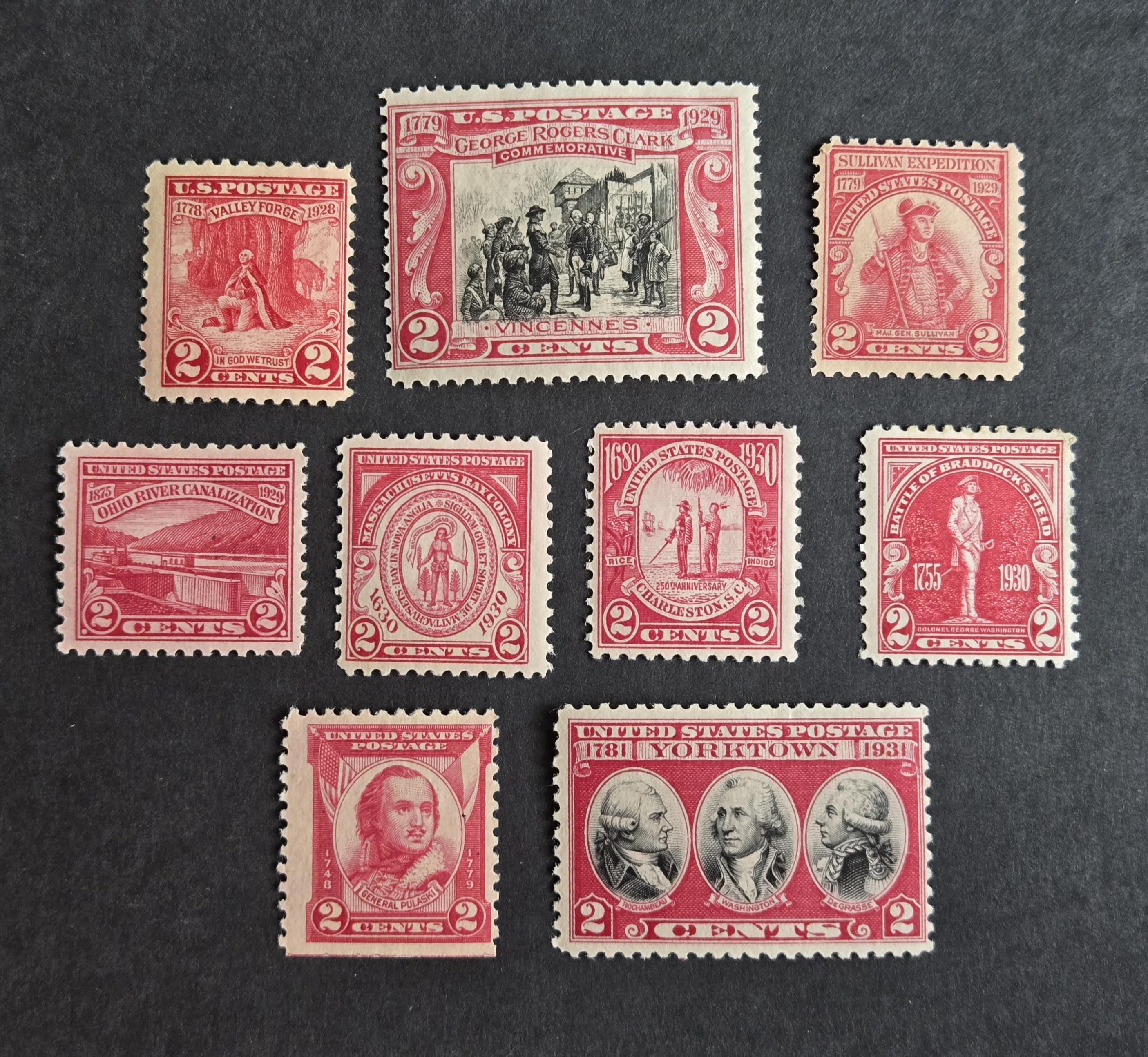 1928-1931 US Postage Stamps, 2 Cent Red Stamps (set of 9) - Etsy display picture 1