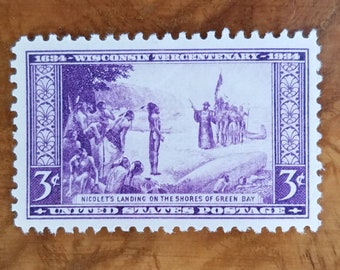 Vintage 1948 Wisconsin Tercentenary 3 Cent Stamps - Set of 5