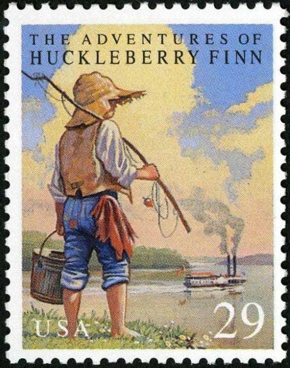 ハックルベリー・フィンの冒険 29セント切手5枚 // 古典的な児童書 
