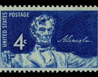 Vintage 1959 Abraham Lincoln 4 Cent stamps // unused 4 cent postage stamps // Set of 5