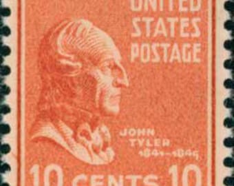 5 timbres vintage de 1938 à l'effigie de John Tyler (10 cents) // The Prexies // lot de cinq timbres de 1 cent non utilisés // valeur faciale