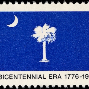 Five 5 South Carolina state flag 13c // vintage unused postage stamps 13 cent stamp // face value 0.65