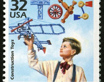 1 x Vintage 1998 Construction Toys 32c Stamp // Celebrate the 1910s // unused 32 cent postage stamp
