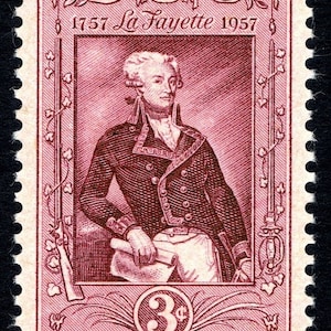 Cinque francobolli da 5 centesimi del marchese de Lafayette // francobolli d'epoca inutilizzati da 3 centesimi // valore nominale 0,15