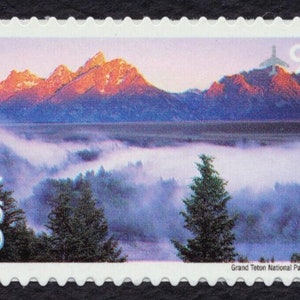 Fünf 5 Grand Teton National Park Wyoming 98c Briefmarken // vintage unbenutzte Briefmarken 98 Cent Briefmarken // Wertmarke 4,90