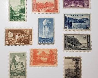 Ten 10 National Parks, 1934 stamps // vintage unused postage stamps // face value 0.55