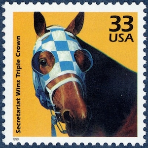 One 1 Secretariat gana la Triple Corona 33c // Celebre el sello postal sin usar de la década de 1970 // Valor nominal 0,33