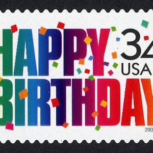 Five 5 Happy Birthday 34c // timbres-poste vintage 34 cents inutilisés // valeur faciale 1,70