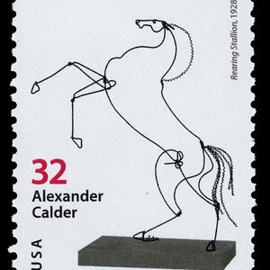 One 1 Rearing Stallion 32c stamp // Alexander Calder // unused vintage 32 cent stamp