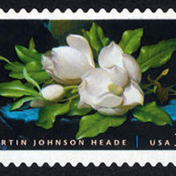 Eight 8 Giant Magnolias by Martin Johnson Heade 37c // unused postage stamps // 37 cent stamps // Face value 2.96