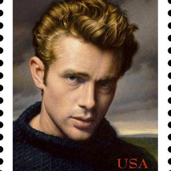 Five 5 James Dean 32c // vintage unused postage stamps 32 cent stamps // Face value 1.60