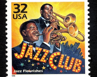 1 x znaczek Jazz Florishes o nominale 32 centów // Obchody lat 20. XX wieku // stary, nieużywany znaczek o nominale 32 centów