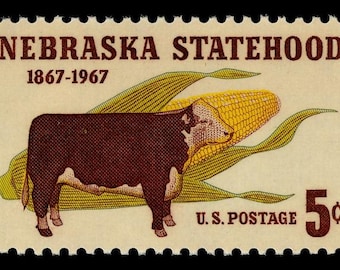 Five 5 Nebraska Statehood 5c // 5 cent stamps // Face value 0.25