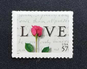 Vintage 2001 Love letter & roses 57c // five 57 cent stamps // set of 5 // face value 2.85