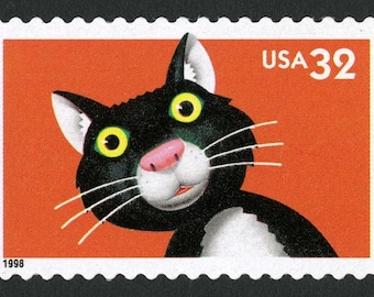 Vintage 1997 Pet Cat 32c Stempel // Helle Augen // unbenutzte 32 Cent Marke