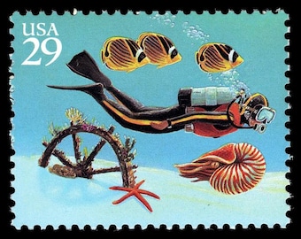 8x クジラとイルカ シーライフ 1990 25セント 未使用郵便切手