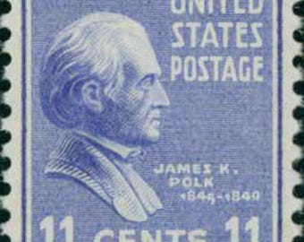 5 timbres vintage de 1938 James K Polk de 11 cents // The Prexies // lot de cinq timbres de 11 cents non utilisés // valeur faciale 0,55