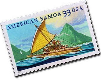 Five 5 vintage unused postage stamps - American Samoa 33c // 33 cent stamps // face value 1.65