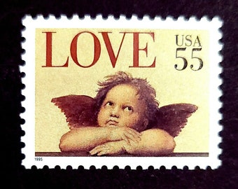 Vintage 1995 Angel Love 55c Stamps // 55 Cent unused stamps (Set of 5) // face value 2.75