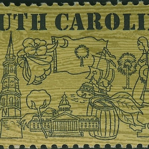 Ten 10 South Carolina 6c stamps // vintage unused postage stamps 6 cent stamps // Face value 0.60