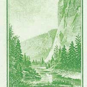 Pięć 5 znaczków Yosemite 1c - 1934 Park Narodowy 1c // stare nieużywane znaczki pocztowe znaczki 1 cent