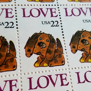 Fünf 5 Puppy Love Marken 22c Briefmarken // Vintage unbenutzte Briefmarken 22 Cent Briefmarken // Nennwert 1,10