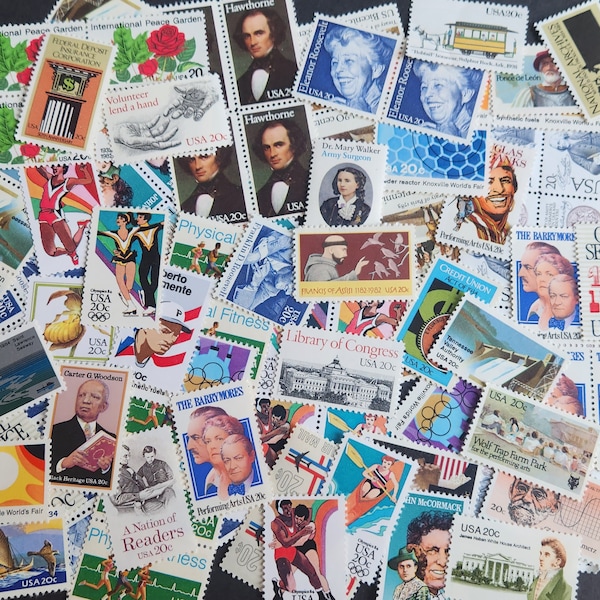 25 ALL DIFFERENT vintage unused 1980s postage stamps 20c // vintage 20 cent stamps // Face value 5.00