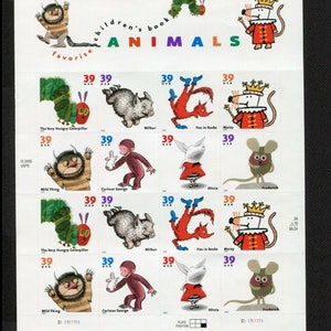 Sixteen 16 Lieblings-Kinderbuch-Tiere 39c Cent-Briefmarkenbogen // unbenutzte Briefmarken 39 Cent-Briefmarken // Wertmarke 6,24