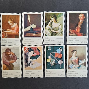 8 Cartas Mingle Souls, sellos de 10 centavos de la Unión Postal Universal / sellos postales antiguos de gran tamaño sin usar / Valor nominal 0,80