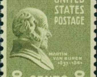 5 timbres vintage de 1938 Martin Van Buren 8c // The Prexies // lot de cinq timbres de 8 cents non utilisés // valeur faciale 0,40