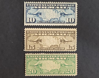 Vintage 1926-27 Airmail Stamps: Unused Set of 3