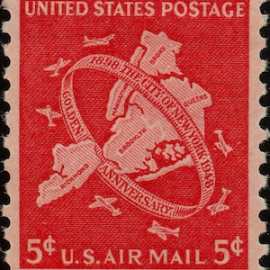 Diez sellos postales antiguos de 10 Nueva York, 1948, cinco distritos, 5 c., sin usar, de 5 centavos, valor nominal 0,50