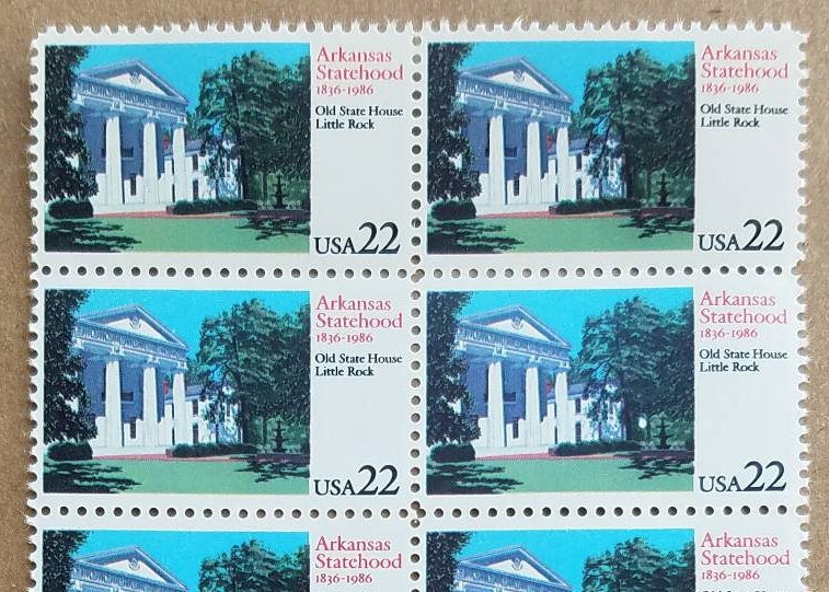 Five 5 Vintage Unused Postage Stamps - Arkansas 22c // 22 Cent Stamps ...