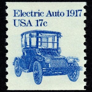 Five 5 Electric car 1917 stamp 17c // 17 cent stamps // face value 0.85