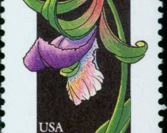 Five Orchids: spreading pogonia 20 cent stamps Face value 1.00 5 vintage unused postage stamps Five Orchids: spreading pogonia 20 cent stamps Face value 1.00 5 vintage unused postage stamps