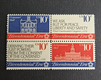 Vintage 1974 First Continental Congress 10c stamps // vintage 10 cent postage stamps // set of 4 // Face value 0.40