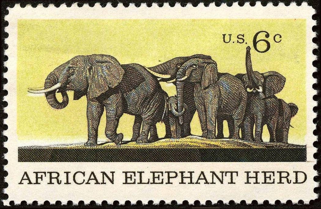 Vintage 1970 African Elephant 6c Stamps // Wildlife Conservation 6 Cent ...