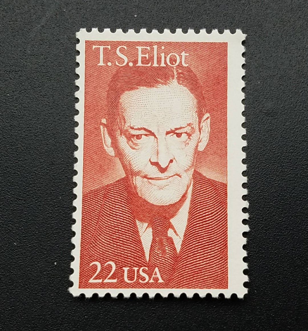 Five 5 Vintage Unused Postage Stamps T. S. Eliot 22c // 22 Cent Stamps